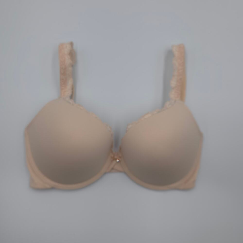 Soma Embraceable Push-Up Plunge Bra with Lace in Beige Size 34D
